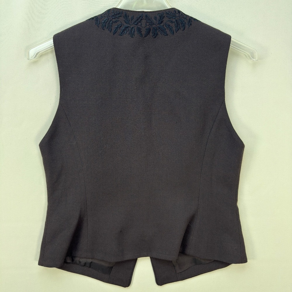 Linda Allard Ellen Tracy Vest Women 8 Embroidered Wool Contemporary Quiet Luxury - Picture 2 of 6